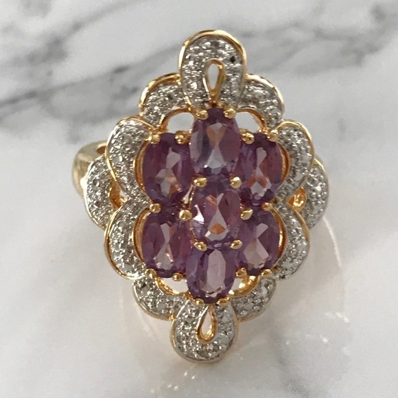 Amethyst Cluster Cocktail Ring